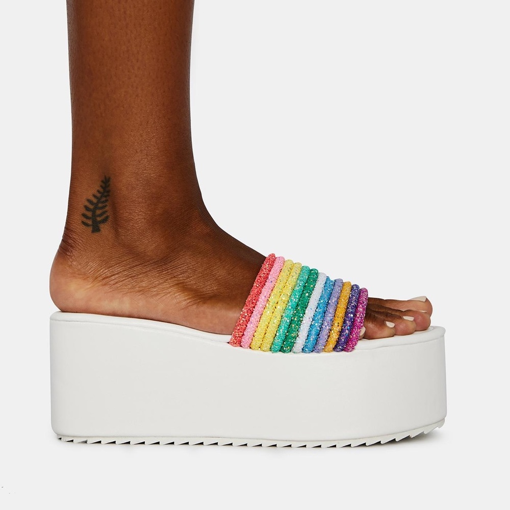 White rainbow platform sandals - Picture 3 of 9